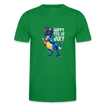 Dinosaur Independence Day USA July - Men's Functional T-Shirt - kelly green - Front - AI Model Male 178 dark (178cm)
