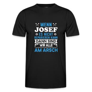Name Josef reparieren Arbeit Büro lustig Fun - Männer Funktions-T-Shirt - Schwarz - Vorne - AI Model Male 178 dark (178cm)