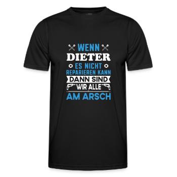 Name Dieter reparieren Arbeit Büro lustig Fun - Männer Funktions-T-Shirt - Schwarz - Vorne - AI Model Male 178 dark (178cm)