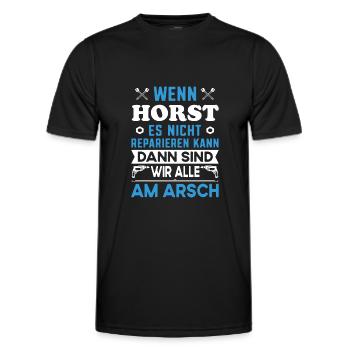 Name Horst reparieren Arbeit Büro lustiger Spruch - Männer Funktions-T-Shirt - Schwarz - Vorne - AI Model Male 178 dark (178cm)