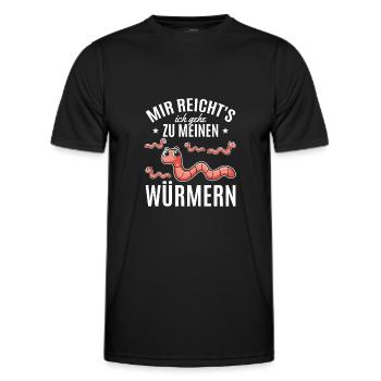 Würmer Sprüche Wurm Mir Reicht's Ich Gehe Zu - Männer Funktions-T-Shirt - Schwarz - Vorne - AI Model Male 178 dark (178cm)