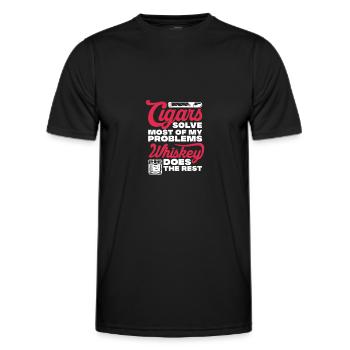 Zigarre Whiskey Rauchen Raucher Zigarren Geschenk - Männer Funktions-T-Shirt - Schwarz - Vorne - AI Model Male 178 dark (178cm)