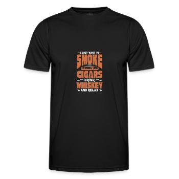 Cigar Whiskey Smoking Smoking Cigar Gift - Men's Functional T-Shirt - black - Front - AI Model Male 178 dark (178cm)