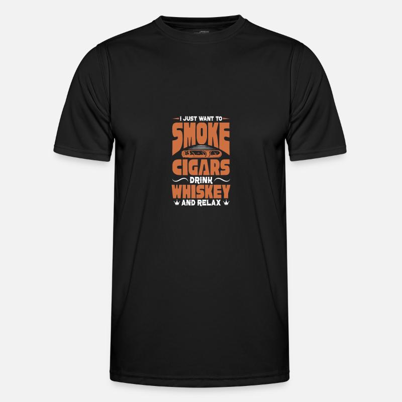 Cigar Whiskey Smoking Smoking Cigar Gift Men's Functional T-Shirt
