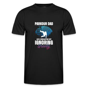 Parkour Design pour les papas Freerunner | Freerunning - T-shirt sport Homme - noir - Devant - AI Model Male 178 dark (178cm)