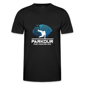 Parkour Design pour Freerunner | Freerunning - T-shirt sport Homme - noir - Devant - AI Model Male 178 dark (178cm)