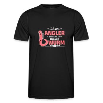 Ich bin Angler willst du meinen Wurm sehen? Angeln - Männer Funktions-T-Shirt - Schwarz - Vorne - AI Model Male 178 dark (178cm)