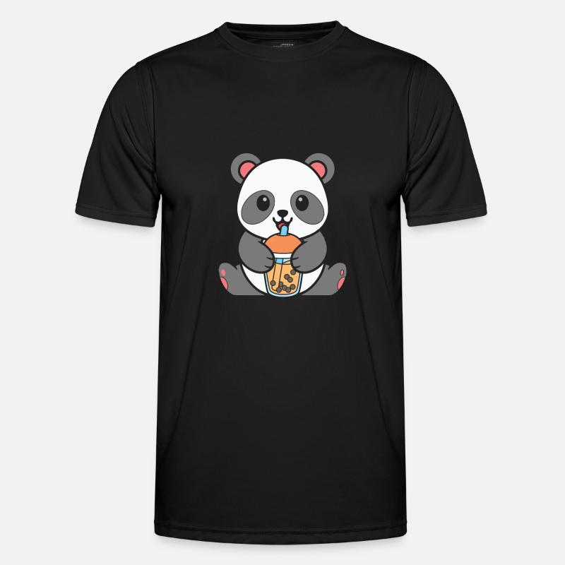 Bubble Tea Panda - Männer Funktions-T-Shirt - Schwarz