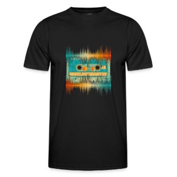 Retro Cassette Music Gift Musician Soundwave - Men's Functional T-Shirt - black - Front - AI Model Male 178 dark (178cm)