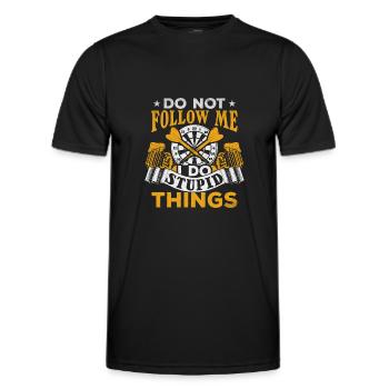 Ne me suivez pas, je fais des choses stupides Fléchettes - T-shirt sport Homme - noir - Devant - AI Model Male 178 dark (178cm)