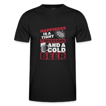 Happiness is a close threesome and a cold beer - Men's Functional T-Shirt - black - Front - AI Model Male 178 dark (178cm)