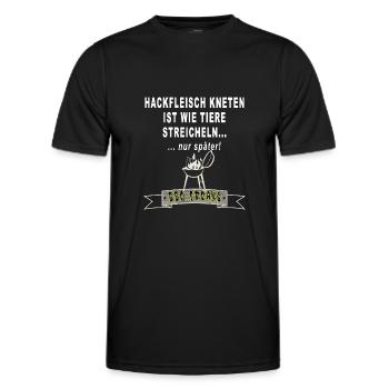 Hackfleisch kneten ist wie Tiere streicheln BBQ - Männer Funktions-T-Shirt - Schwarz - Vorne - AI Model Male 178 dark (178cm)