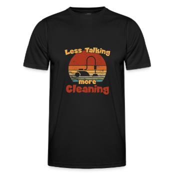 Less Talking More Cleaning / Putzen - Men's Functional T-Shirt - black - Front - AI Model Male 178 dark (178cm)