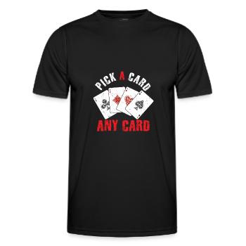 Kartenmagie Magier - Pick A Card Any Card - Männer Funktions-T-Shirt - Schwarz - Vorne - AI Model Male 178 dark (178cm)