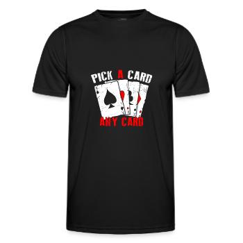 Kartenmagie Magier - Pick A Card Any Card - Männer Funktions-T-Shirt - Schwarz - Vorne - AI Model Male 178 dark (178cm)