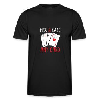 Kartenmagie Magier - Pick A Card Any Card - Männer Funktions-T-Shirt - Schwarz - Vorne - AI Model Male 178 dark (178cm)