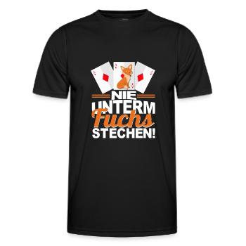 Doppelkopf Nie unterm Fuchs stechen - Männer Funktions-T-Shirt - Schwarz - Vorne - AI Model Male 178 dark (178cm)