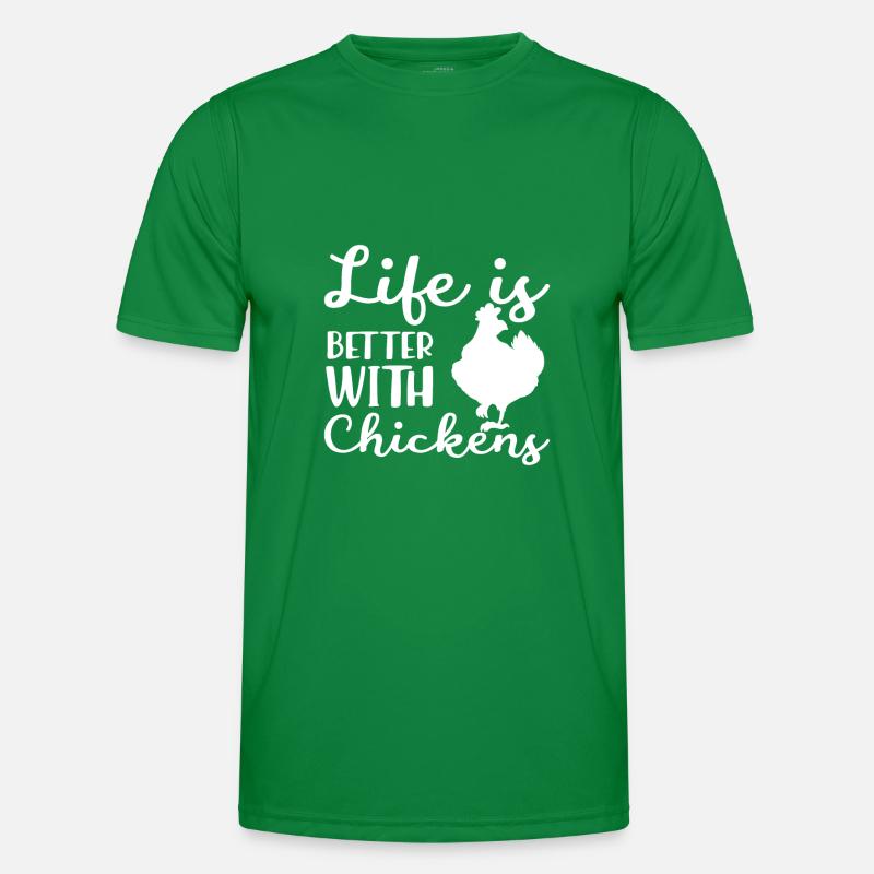 Life Is Better With Chickdens Hühner Hahn Bauer Männer Funktions-T-Shirt