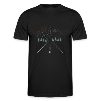 Natur Wandern Aufdruck Berg Motiv - Männer Funktions-T-Shirt - Schwarz - Vorne - AI Model Male 178 dark (178cm)