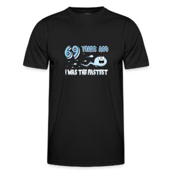 Il y a 69 ans, j’étais le 69e anniversaire le plus rapide - T-shirt sport Homme - noir - Devant - AI Model Male 178 dark (178cm)