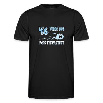 46 Years Ago I Was The Fastest 46. Geburtstag - Männer Funktions-T-Shirt - Schwarz - Vorne - AI Model Male 178 dark (178cm)