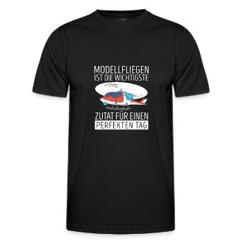 Modellfliegen Ist Die Wichtigste Zutat - Männer Funktions-T-Shirt - Schwarz - Vorne - AI Model Male 178 dark (178cm)