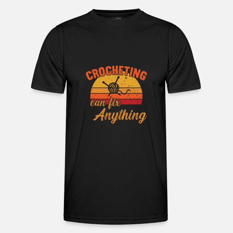 Crocheting can fix Anything / Häkeln - Männer Funktions-T-Shirt - Schwarz