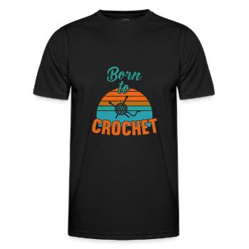 Né à Crochet / Häkeln - T-shirt sport Homme - noir - Devant - AI Model Male 178 dark (178cm)