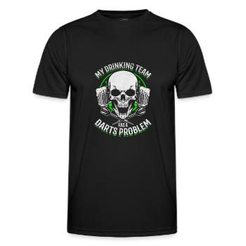 Mon équipe de buveurs a une équipe de fléchettes à problèmes de fléchettes - T-shirt sport Homme - noir - Devant - AI Model Male 178 dark (178cm)