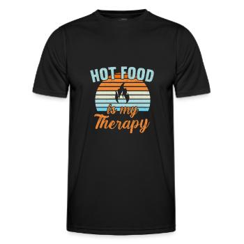 La nourriture chaude est ma thérapie / Scharfes Essen - T-shirt sport Homme - noir - Devant - AI Model Male 178 dark (178cm)