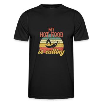 My Hot Food appelle / Scharfes Essen - T-shirt sport Homme - noir - Devant - AI Model Male 178 dark (178cm)