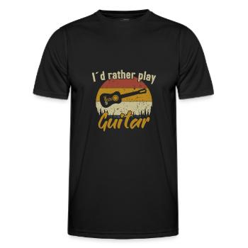 I´d rather play Guitar / Gitarre - Männer Funktions-T-Shirt - Schwarz - Vorne - AI Model Male 178 dark (178cm)
