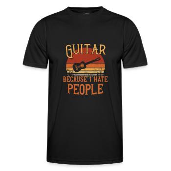 Guitar - Because I hate people / Gitarre - Männer Funktions-T-Shirt - Schwarz - Vorne - AI Model Male 178 dark (178cm)