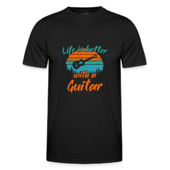 Life is better with a Guitar / Gitarre - Männer Funktions-T-Shirt - Schwarz - Vorne - AI Model Male 178 dark (178cm)