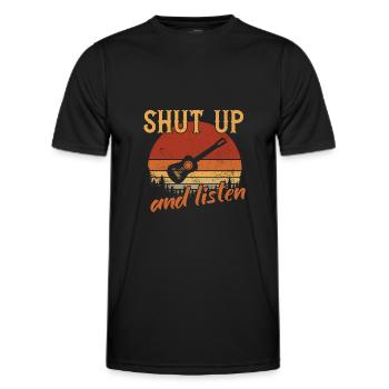 Shut Up and Listen / Gitarre - Männer Funktions-T-Shirt - Schwarz - Vorne - AI Model Male 178 dark (178cm)