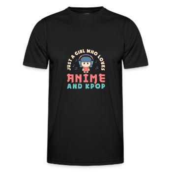 Just A Girl Who Loves Anime and K-Pop Music - Männer Funktions-T-Shirt - Schwarz - Vorne - AI Model Male 178 dark (178cm)