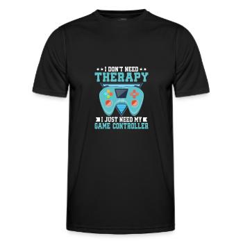 Ich brauche keine Therapie Ich brauche nur meinen Gamecontroller - Männer Funktions-T-Shirt - Schwarz - Vorne - AI Model Male 178 dark (178cm)