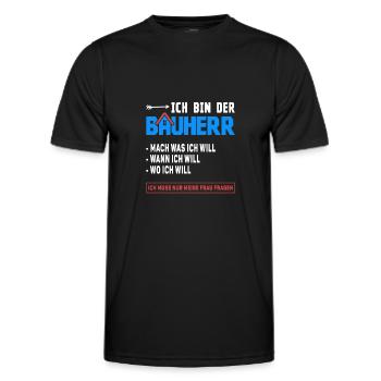 Lustiger Bauherr Spruch Ich bin der Chef - Männer Funktions-T-Shirt - Schwarz - Vorne - AI Model Male 178 dark (178cm)