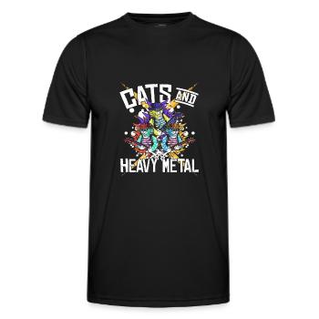 Cats & Heavy Metal - Men's Functional T-Shirt - black - Front - AI Model Male 178 dark (178cm)