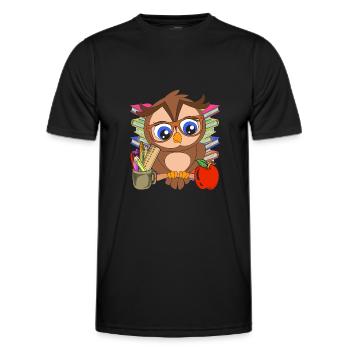 School Animal Motif Gift School Beginners Owl - Men's Functional T-Shirt - black - Front - AI Model Male 178 dark (178cm)