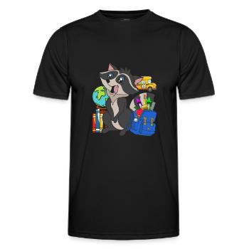 School Animal Motif Gift School Beginners Raccoon - Men's Functional T-Shirt - black - Front - AI Model Male 178 dark (178cm)