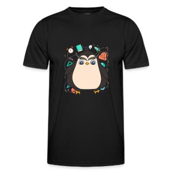 School Animal Motif Gift School Beginners Penguin - Men's Functional T-Shirt - black - Front - AI Model Male 178 dark (178cm)