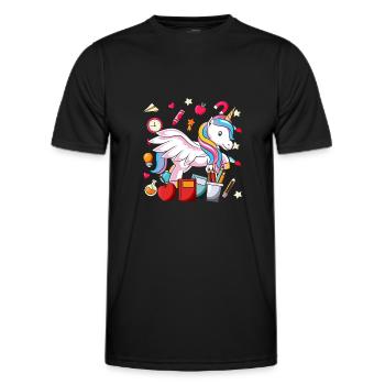 School Animal Motif Gift School Beginners Unicorn - Men's Functional T-Shirt - black - Front - AI Model Male 178 dark (178cm)