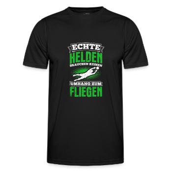 Echte Helden brauchen keinen Umhang zum Fliegen - - Männer Funktions-T-Shirt - Schwarz - Vorne - AI Model Male 178 dark (178cm)