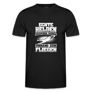 Echte Helden brauchen keinen Umhang zum Fliegen - - Männer Funktions-T-Shirt - Schwarz - Vorne - AI Model Male 178 dark (178cm)