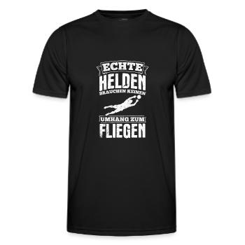 Echte Helden brauchen keinen Umhang zum Fliegen - - Männer Funktions-T-Shirt - Schwarz - Vorne - AI Model Male 178 dark (178cm)