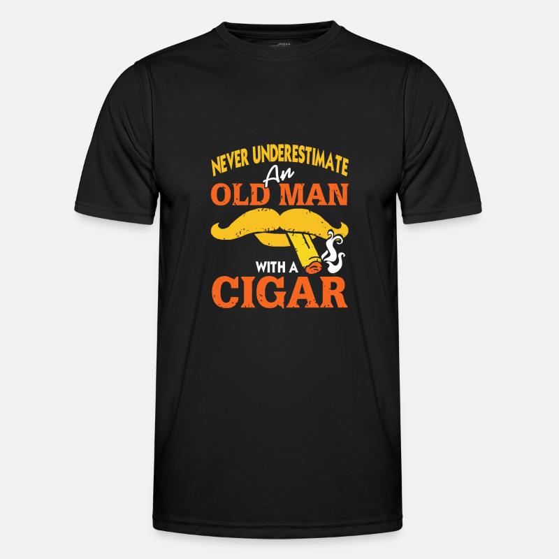 Never Underestimate An Old Man With A Cigar Männer Funktions-T-Shirt