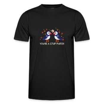 Stud Puffin Herzen Papageientaucher Liebe Seevogel - Männer Funktions-T-Shirt - Schwarz - Vorne - AI Model Male 178 dark (178cm)
