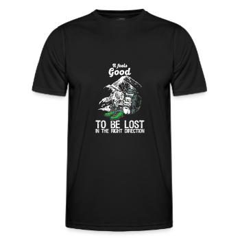 Hikers Mountaineer Good Be Lost Right Direction - Men's Functional T-Shirt - black - Front - AI Model Male 178 dark (178cm)