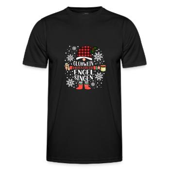 Glühwein bis die Engel Singen Weihnachtsmarkt - Männer Funktions-T-Shirt - Schwarz - Vorne - AI Model Male 178 dark (178cm)